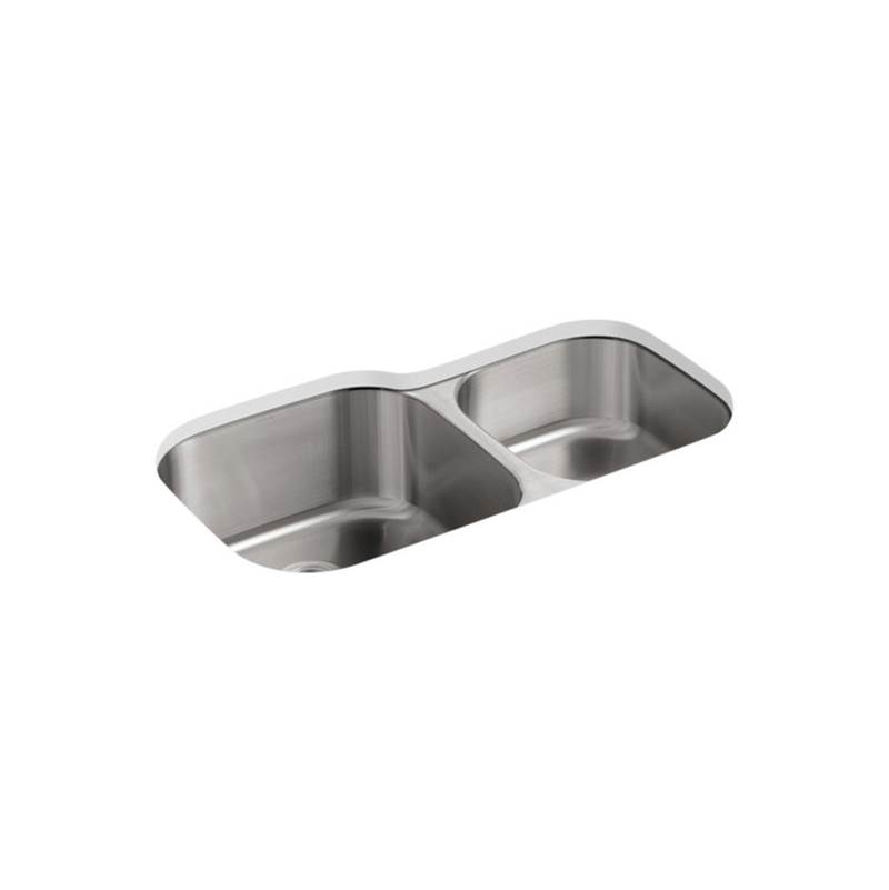 Kohler Undertone® 35-1/8'' x 20-1/8'' x 9-3/4'' Undermount double-bowl extra large/medium kitchen sink