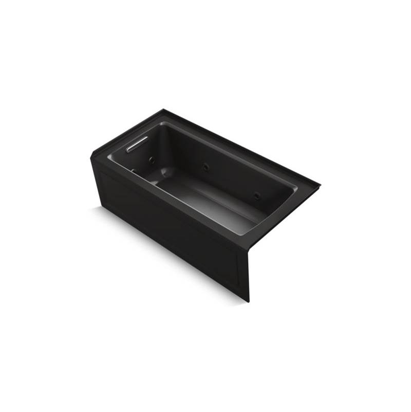 Kohler Archer® 60'' x 30'' three-side integral flange whirlpool bath with left-hand drain, heater, and Comfort Depth® design