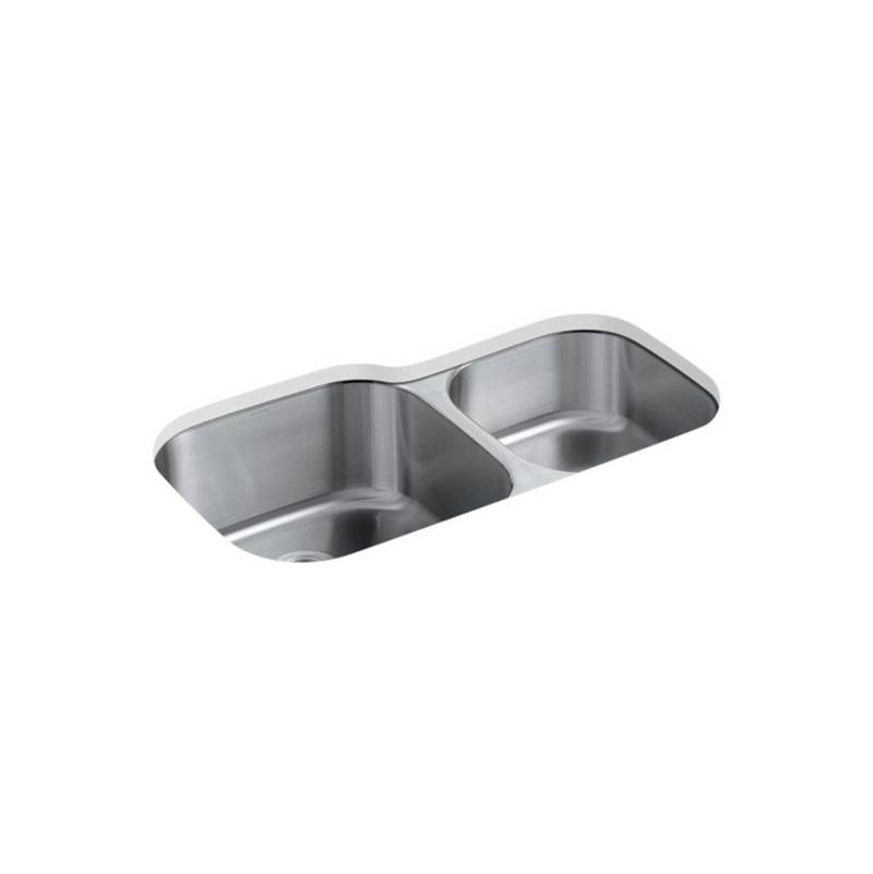 Kohler Undertone® Preserve® 35-1/8'' x 20-1/8'' x 9-3/4'' Undermount extra large/medium double-bowl kitchen sink