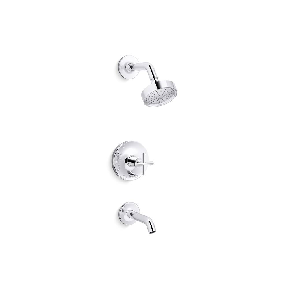 Kohler Purist® Rite-Temp® bath and shower trim with cross handle and 1.75 gpm showerhead