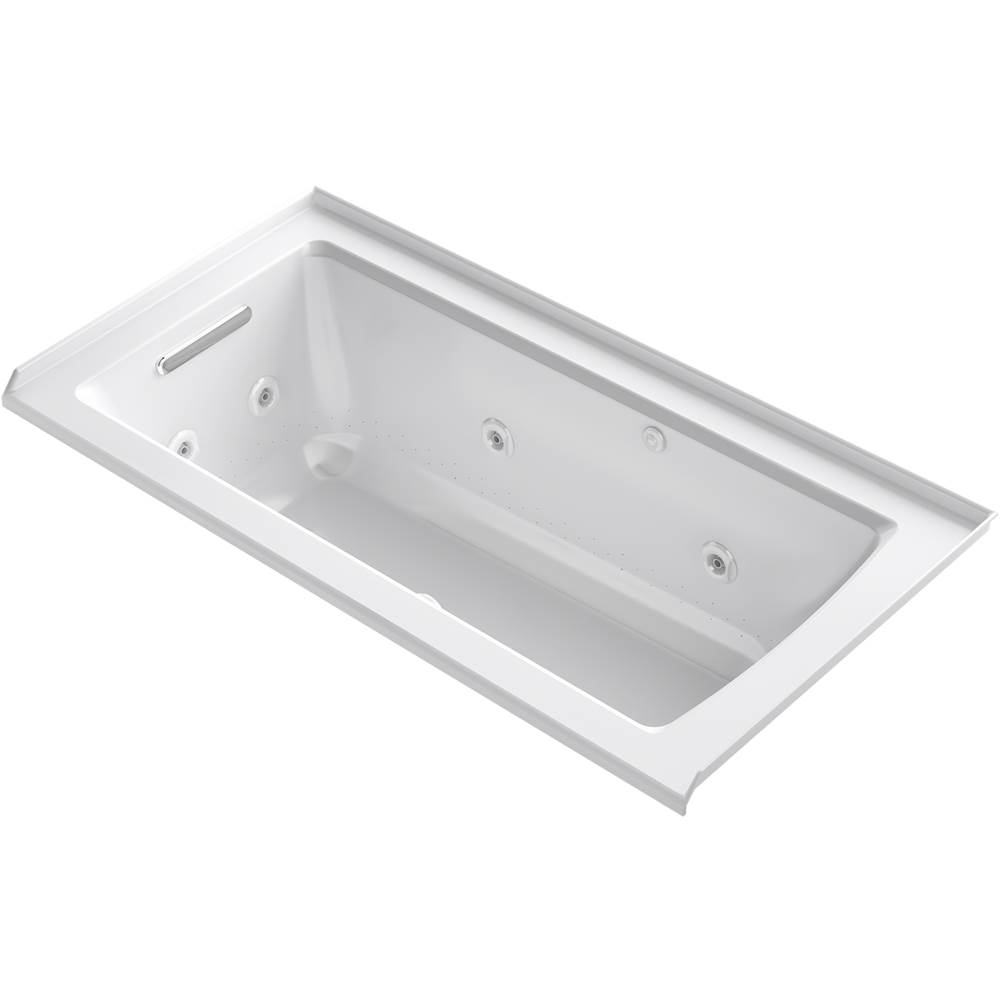 Kohler Archer® 60'' x 30'' integral flange Heated BubbleMassage™ air bath and whirlpool with left-hand drain