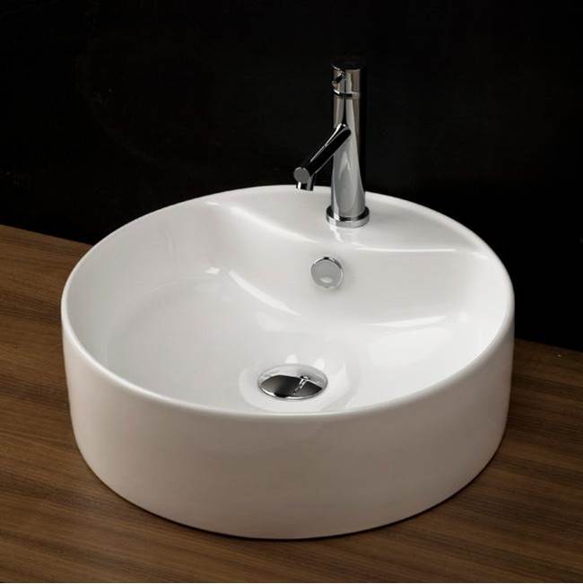 Lacava Vessel porcelain Bathroom Sink with one faucet hole and an overflow, 18 1/4''DIAM, 5 3/4''H