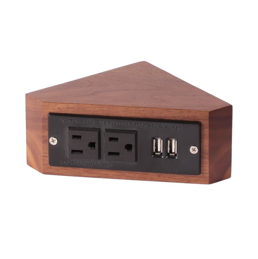 Lacava Add-on outlet box w/double outlet + 2 USB ports  natural walnut