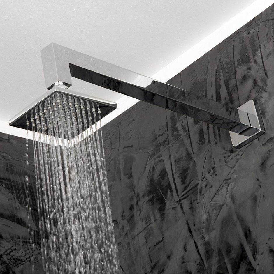 Lacava Wall-mount tilting square rain shower head, 64 rubber nozzles. Arm and flange sold separately, 4''W, 4''D, 1 3/4''H
