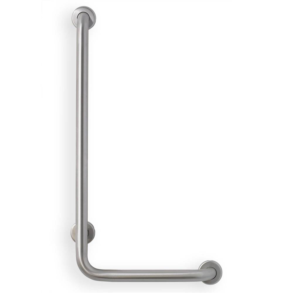 Mustee And Sons Grab Bar, 32''x16'' L, 1.5'', 90 deg Angle, Left Hand, Smooth, Stainless Steel