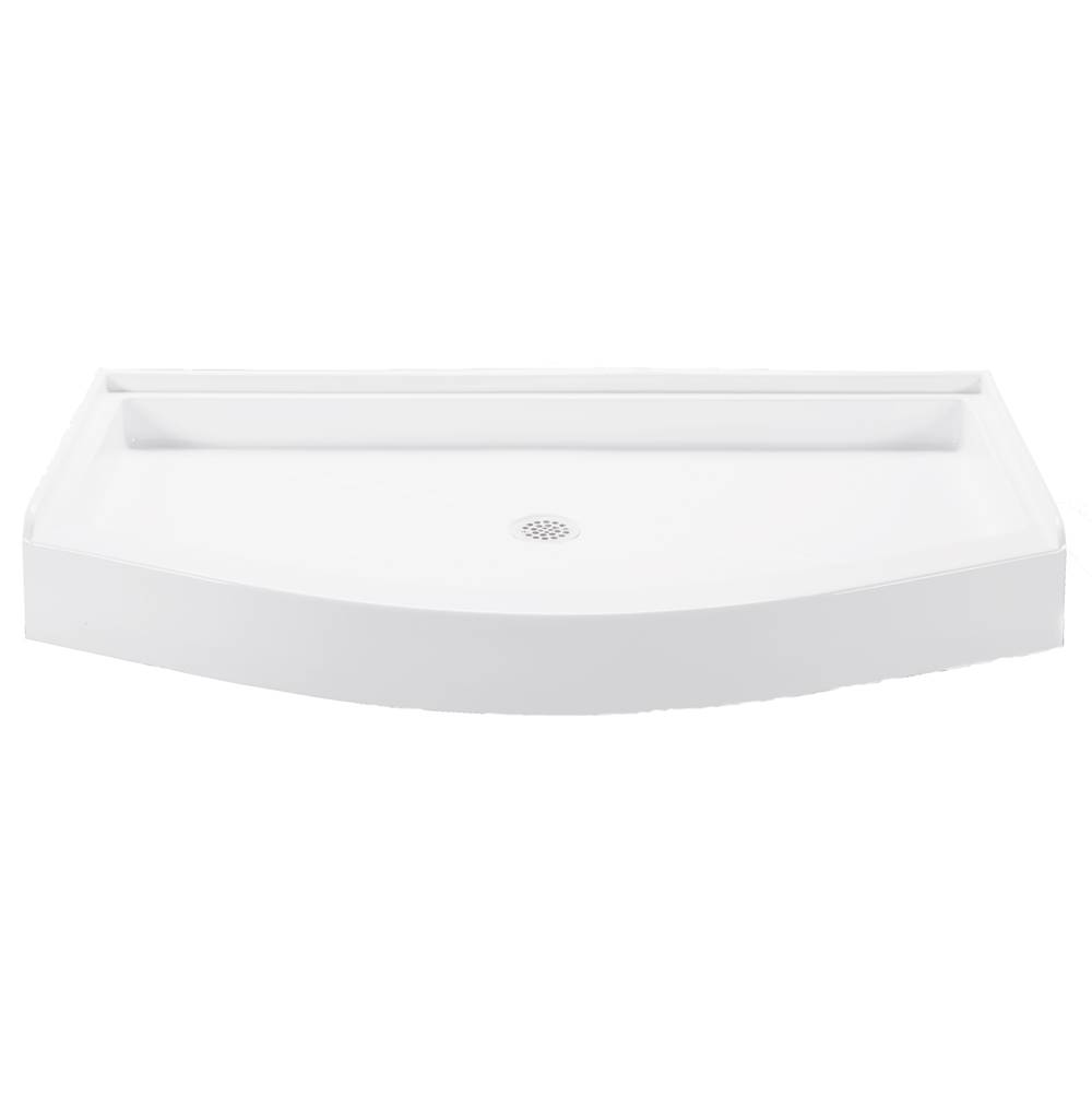 MTI Baths 6027-36 Acrylic Cxl Crescent Bow Front Center Drain 3-Sided Integral Tile Flange - Biscuit
