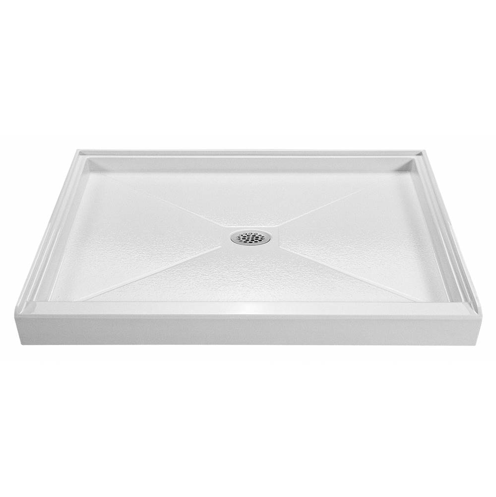 MTI Baths 6048 Acrylic Cxl Center Drain 60'' Threshold 3-Sided Integral Tile Flange - White