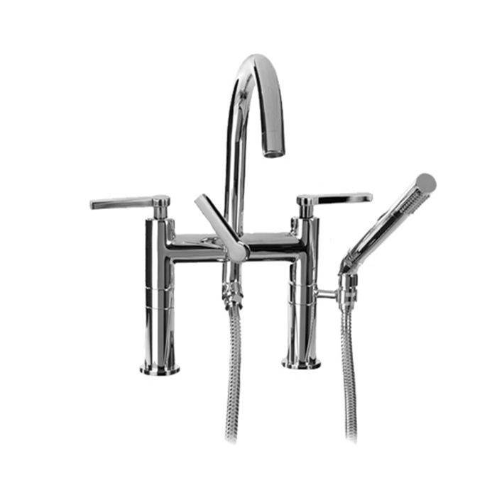 Sigma Contemporary Deckmount Tub Filler With Handshower Capella Polished Nickel Uncoated .49