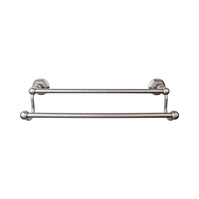 Top Knobs Edwardian Bath Towel Bar 24 Inch Double - Hex Backplate Antique Pewter