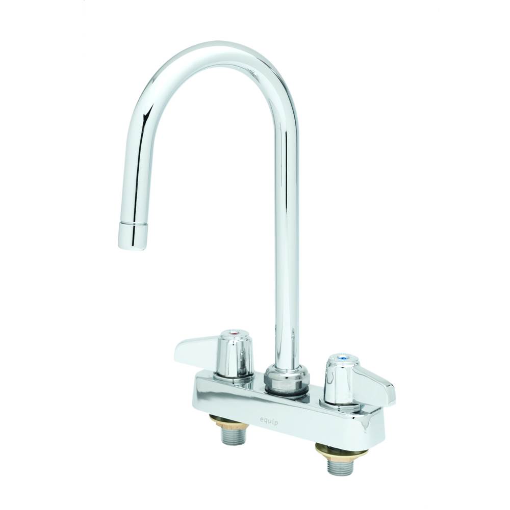 T&S Brass Equip 4'' c/c Deck Mount Workboard Faucet, 5-1/2'' Swivel Gooseneck