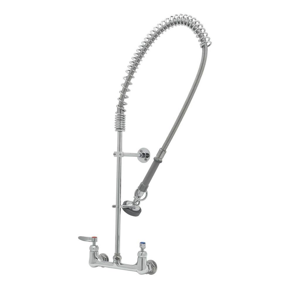 T&S Brass EasyInstall Pre-Rinse: 8'' Wall Mount Base, Wall Bkt, 00CC Inlets, Ceramas