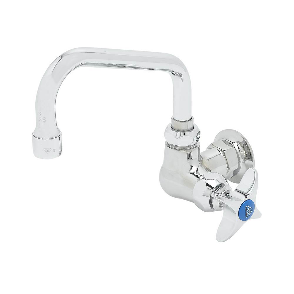 T&S Brass Single Pantry Faucet, Single Hole Base, Wall Mount, 6'' Swing Nozzle (059X), 4-Arm Handle