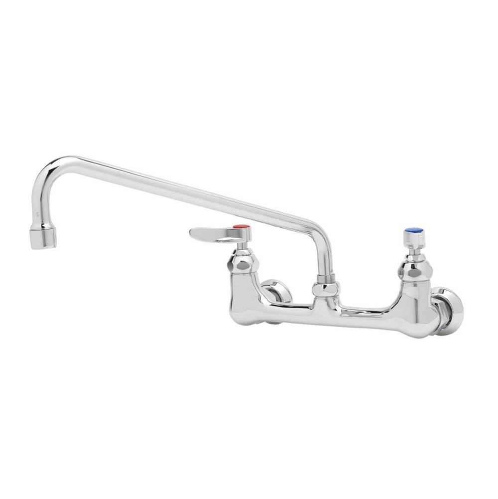 T&S Brass Double Pantry Faucet, Wall Mount, 8'' Centers, 12'' Swing Nozzle (062X), EE Inlets