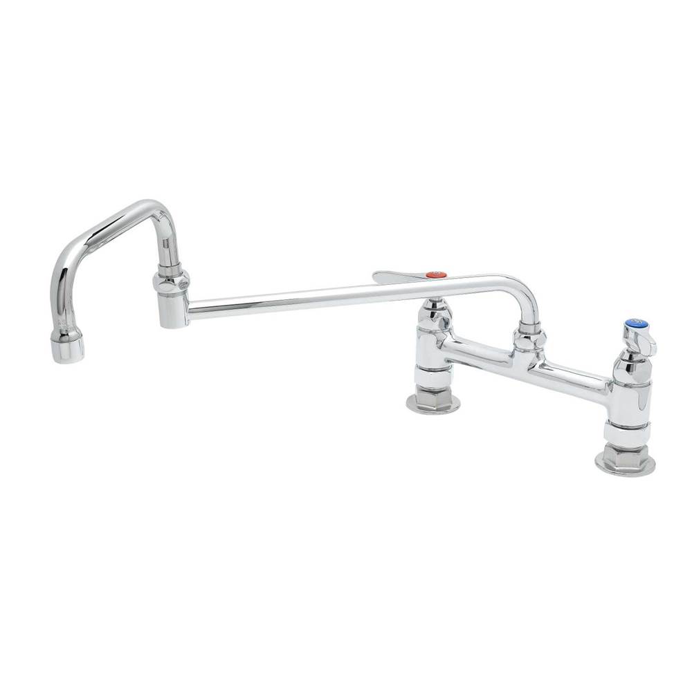 T&S Brass Double Pantry Faucet, Deck Mount, 8'' Centers, 18'' Double-Joint Swing Nozzle