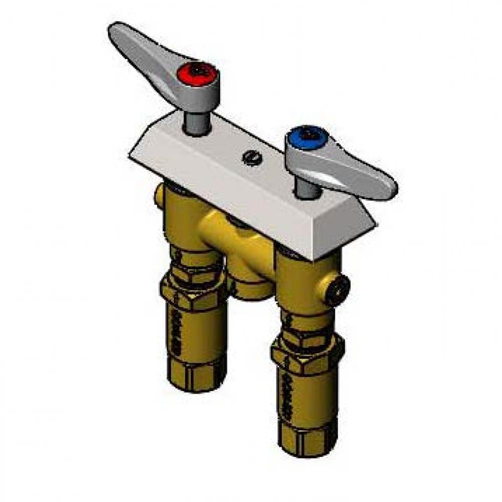 T&S Brass Concealed Mixing Faucet, Lever Handles, Inlet Adapters & 1/2'' Check Valves