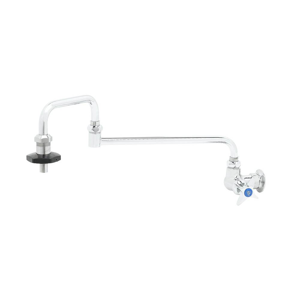 T&S Brass Pot Filler, Wall Mount, Single Control, Cerama, 18'' Double-Joint Nozzle, Insulated On/Off
