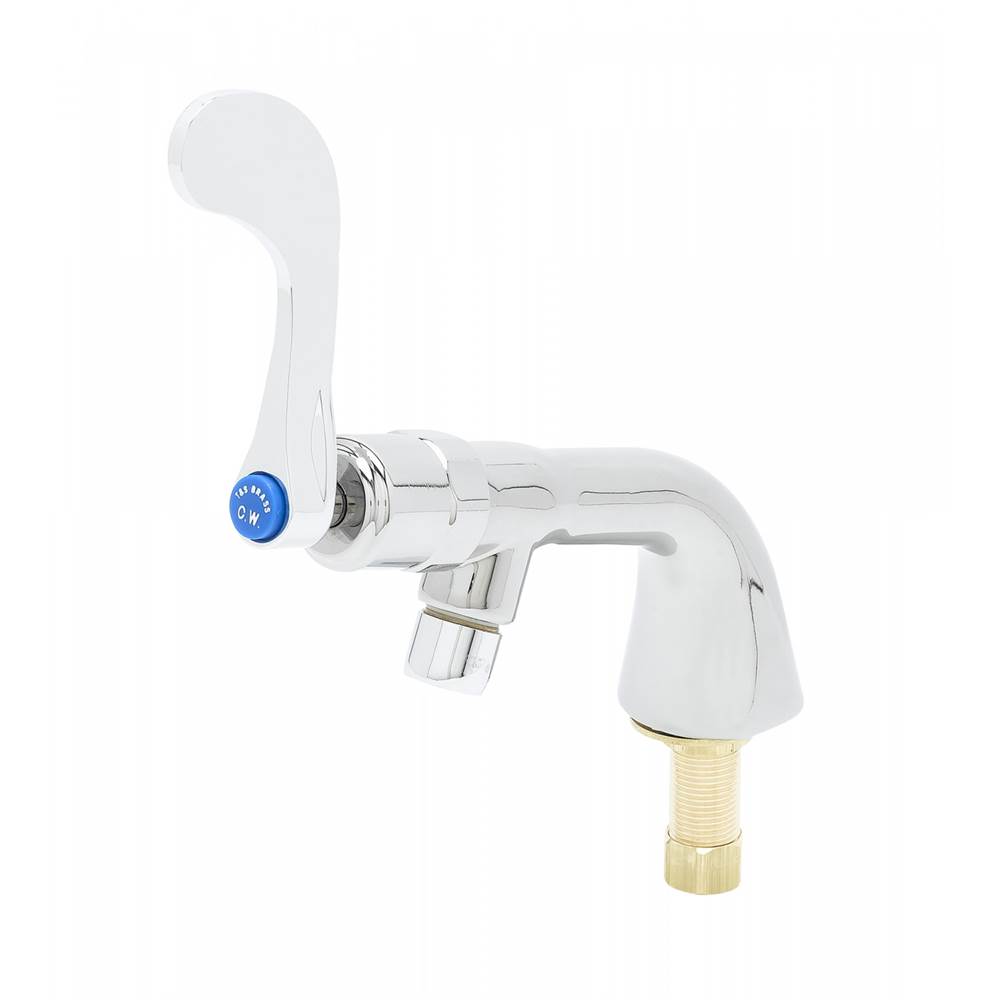 T&S Brass Metering Faucet, Single Temperature, 4'' Wrist-Action Handle, 1/2'' NPT Male Shank