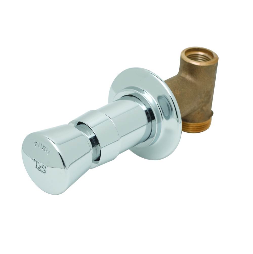 T&S Brass Concealed Straight Valve, Metering, Vandal Resistant, Union Coupling Inlets