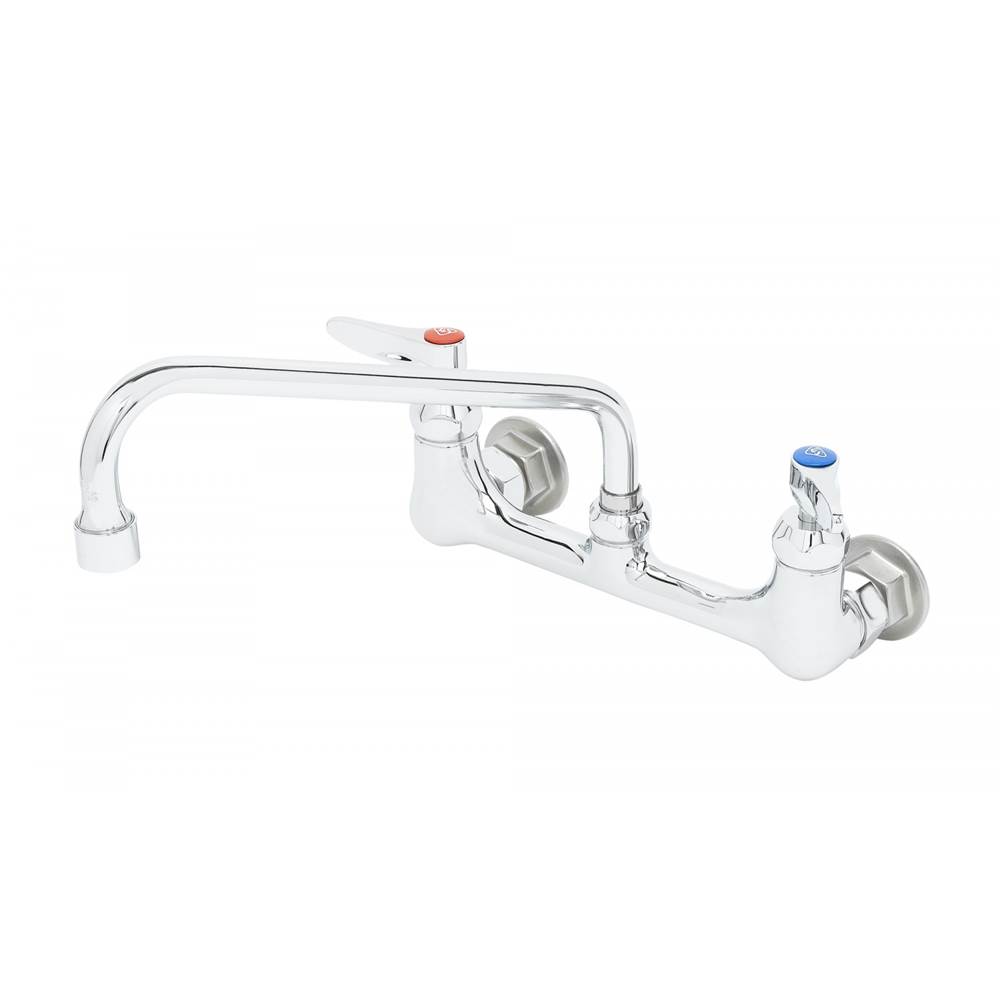 T&S Brass 8'' Wall Mount Faucet, Ceramas, Lever Handles, 10'' Swing Nozzle, 2.2 GPM VR Aerator