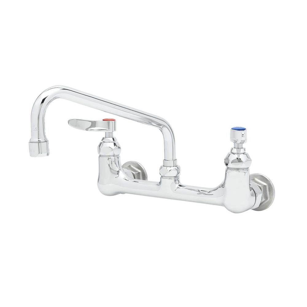T&S Brass Double Pantry Faucet, Wall Mount, 8'' Centers, 8'' Swing Nozzle, Eternas w/ Lever Handles ( B-0230-LN & 060X )