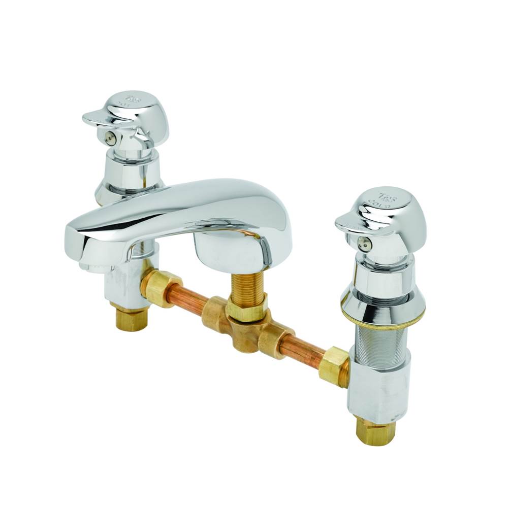 T&S Brass Metering Fct, Deck Mount, 8'' Centers, Cast Spout w/ 2.2 GPM Aerator, PA Metering