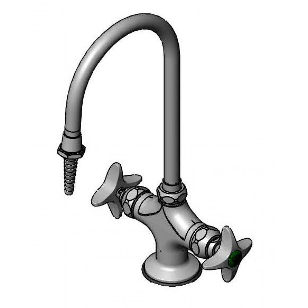 T&S Brass Lab Mixing Faucet, Swivel Gooseneck, Serrated Tip