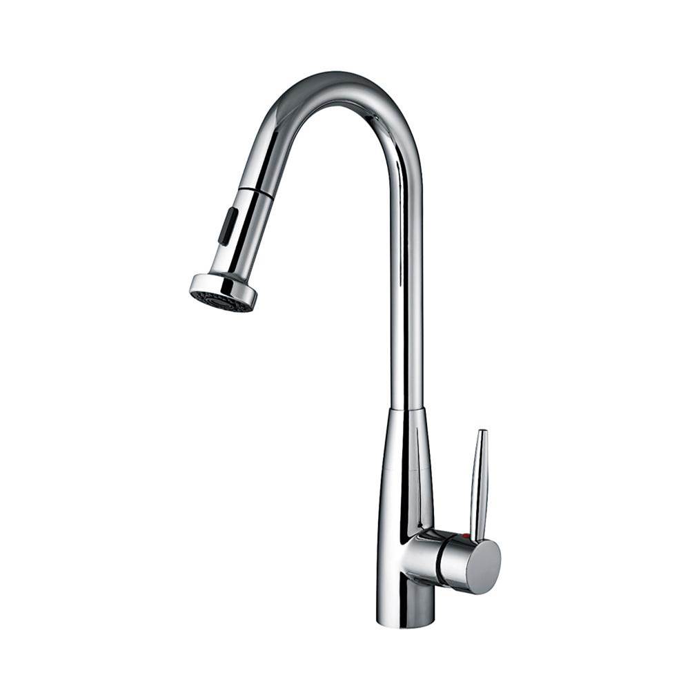 Whitehaus Collection Jem Collectin Single Hole/Single Lever Handle Faucet with a Gooseneck Swivel Spout and Pull-Down Spray Head