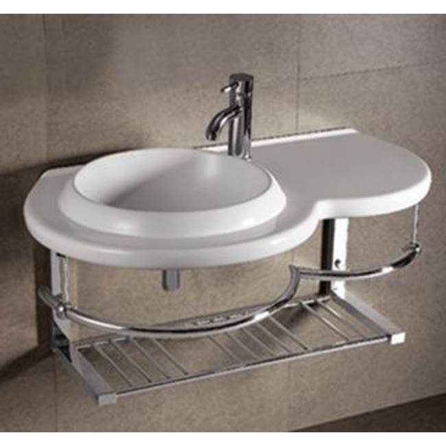 Whitehaus Collection Isabella Collection Large Wall Mount Basin with Integrated Round Bowl, Single Faucet Hole and Center Drain