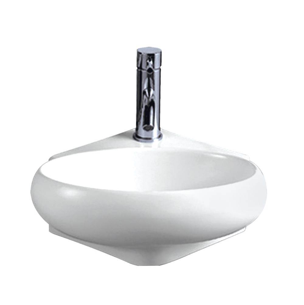 Whitehaus Collection Isabella Collection Oval Corner Wall Mount Basin with Center Drain