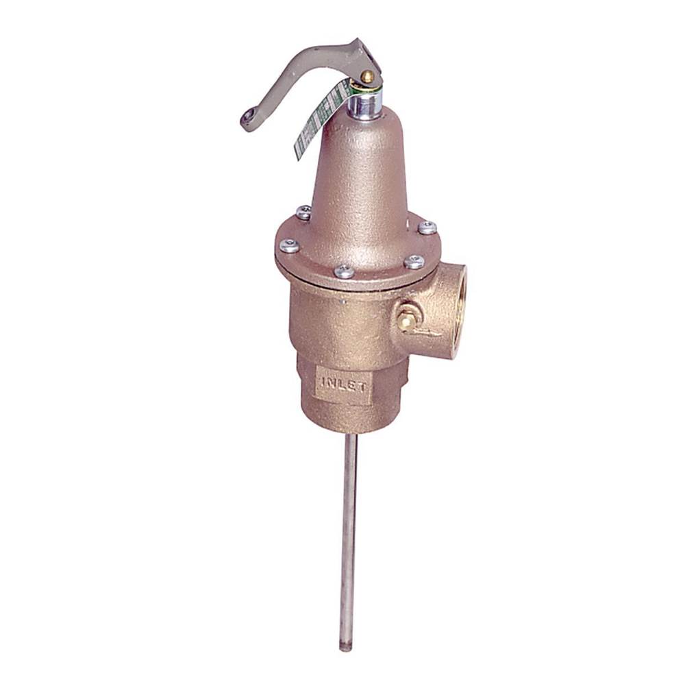 Watts 1 1/2 In Bronze Automatic Reseating Temperature And Pressure Relief Valve, 125 psi, 210 degree F, 8 In Ss Thermostat