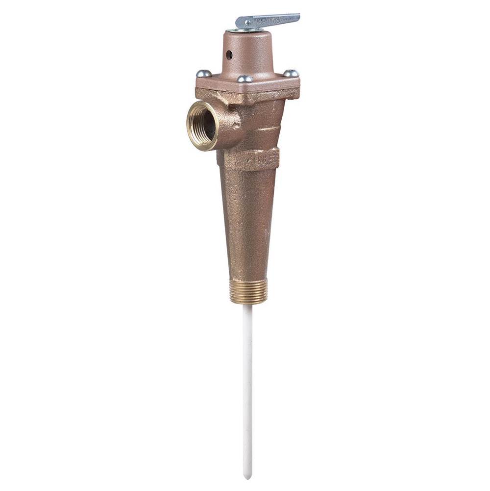 Watts 3/4 In Bronze Automatic Reseating Temp/Pressure Relief Valve, 75 psi, 210 F, Test Lever, Extended Shank, 3 1/2 In Thermostat