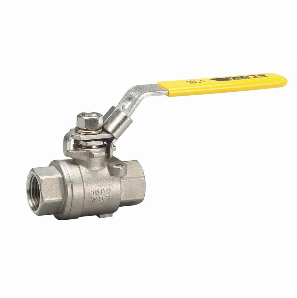 Watts 1 In 2-Piece Full Port StaInless Steel Ball Valve, NPT Threaded End Connection, Latch-Lok Handle