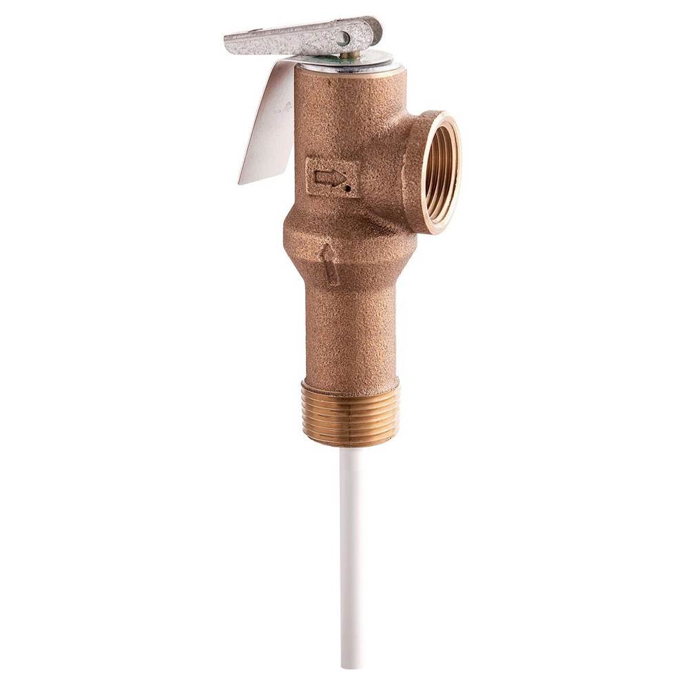 Watts 3/4 In Lead Free Self Closing Temperature And Pressure Relief Valve, 100 psi, 210 F, Extended Shank Up To 2 1/2 In Insulation