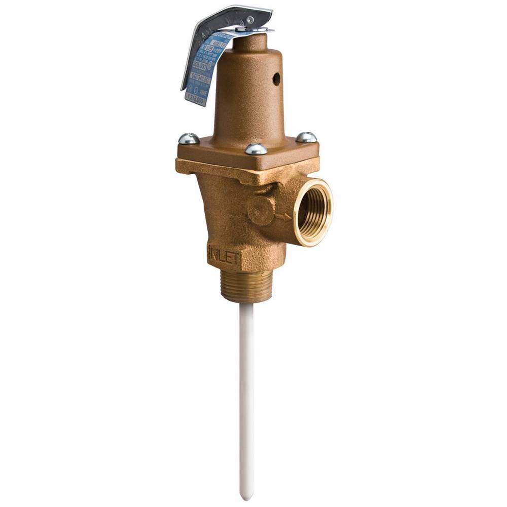 Watts 3/4 In Lead Free Automatic Reseating Temp And Pressure Relief Valve, 150 psi, 210 F, Test Lever, Extension Thermostat