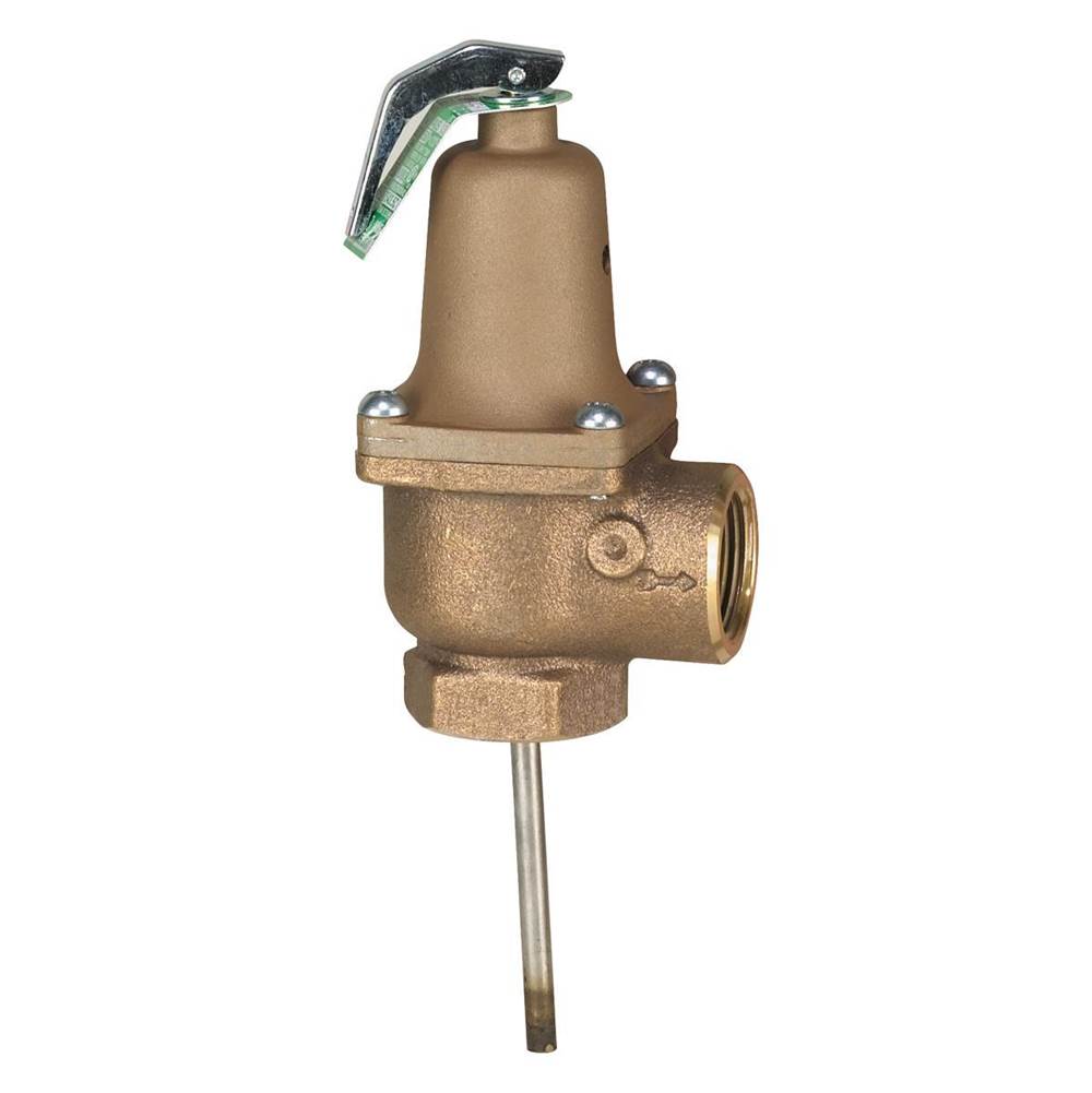 Watts 3/4 In Lead Free Automatic Reseating Temp And Pressure Relief Valve, 125 psi, 210 F, 5 In Thermostat, Female Connections