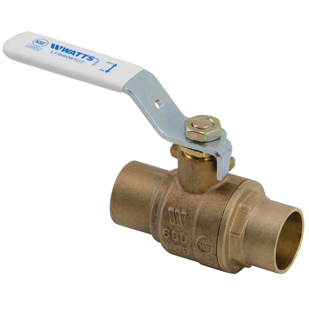 Watts 1 1/2 IN 2-Piece Full Port Lead Free Bronze Ball Valve, Solder End Connections